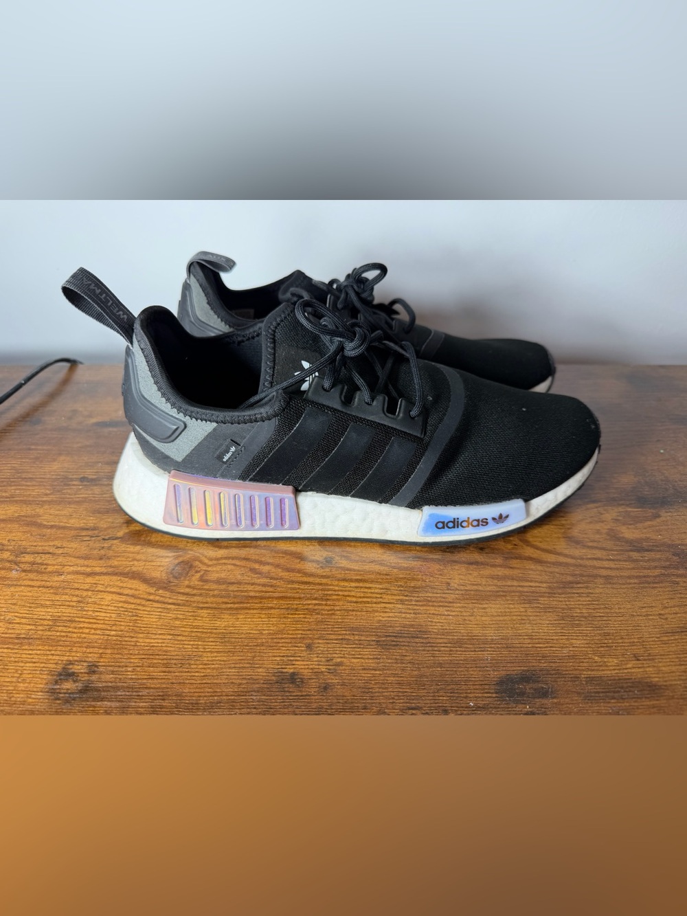 Adidas NMD R1 Black Iridescent Sneakers Women’s Size 10.5